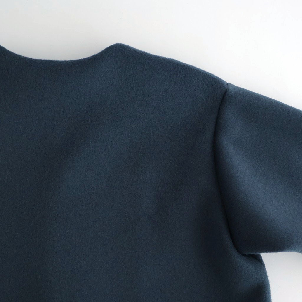 うつくしい沈黙 Collarless long coat #blue gray [TLF-126-co002-FW]