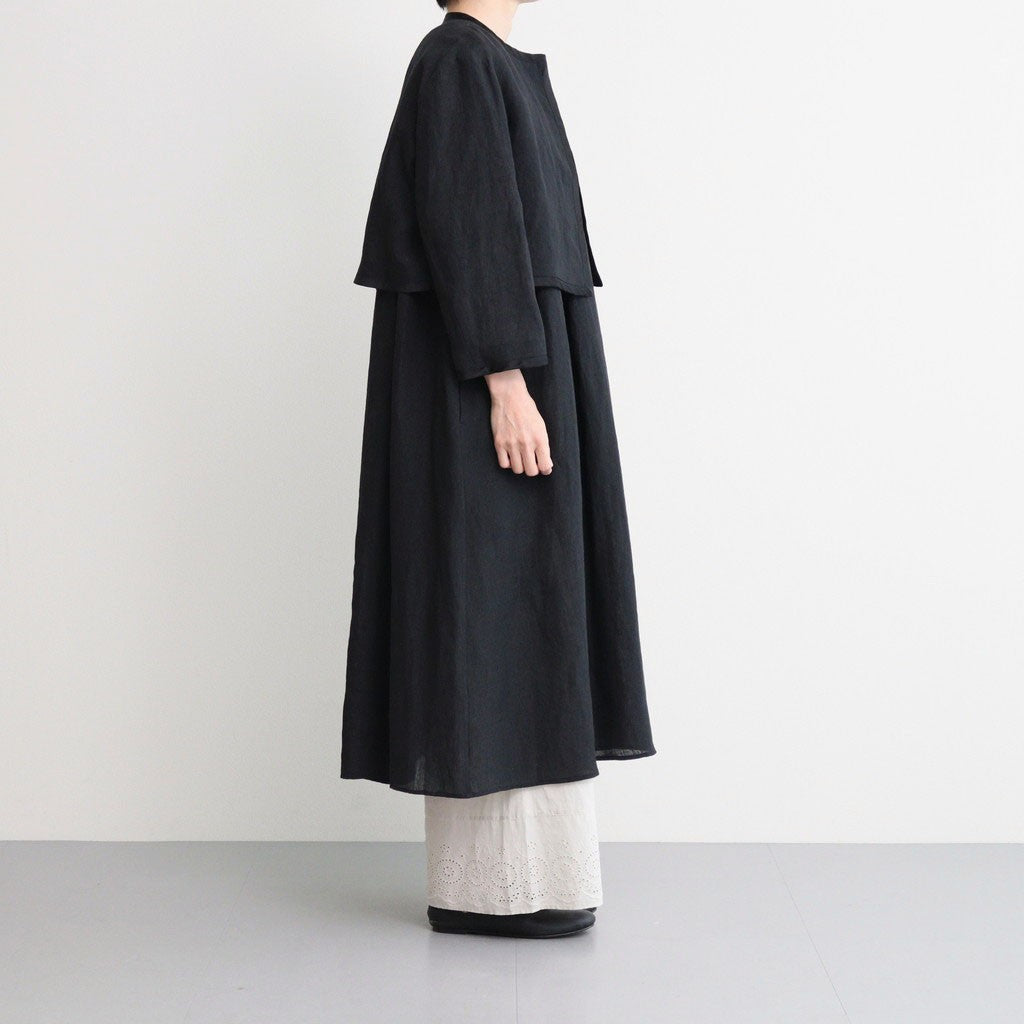 DENSELY LINEN TRIMING BOLERO #Black [no.7311]