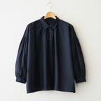 40s COTTON POPLIN PLAIN REGULAR COLLAR SHIRT WITH GATHER #3900 NAVY [NSL26522]