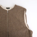 COTTON WOOL SHIRRING VEST #Check [no.7701]