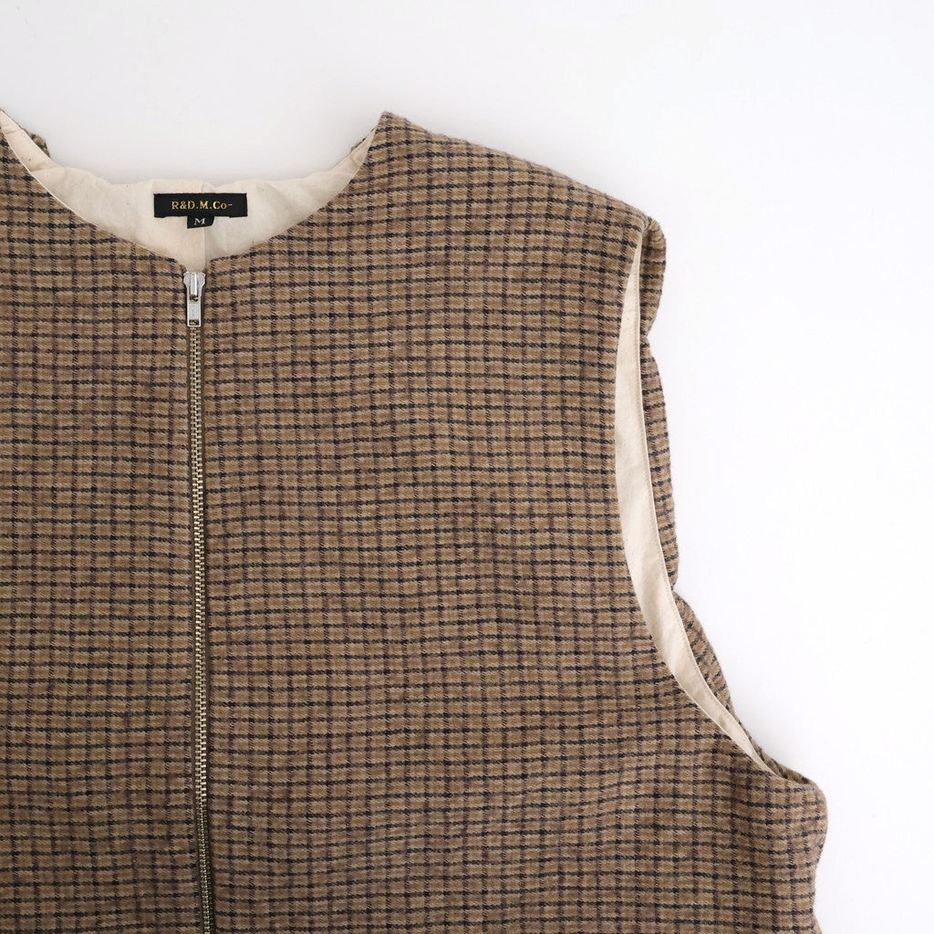 COTTON WOOL SHIRRING VEST #Check [no.7701]