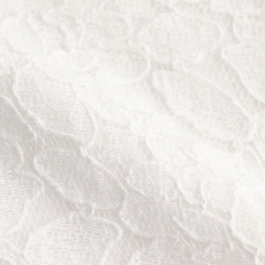 VOILE TULLE LACE S/SL SMOCK WITH COTTON VOILE #9000 OFF WHITE [NSL25051]