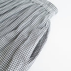 HANDWOVEN COTTON/SILK SMALL GINGHAM CHECK GATHERED SKIRT #9691 GREY(OFF.WHITE×GREY) [INMDS26026]