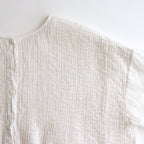 80s ORGANIC DOBIE CHECK(OVERDYE) CREW-NECK P/O HALF/SL SHIRT WITH PINTUCK #9170 MINRAL WHITE [NMDS25251D]