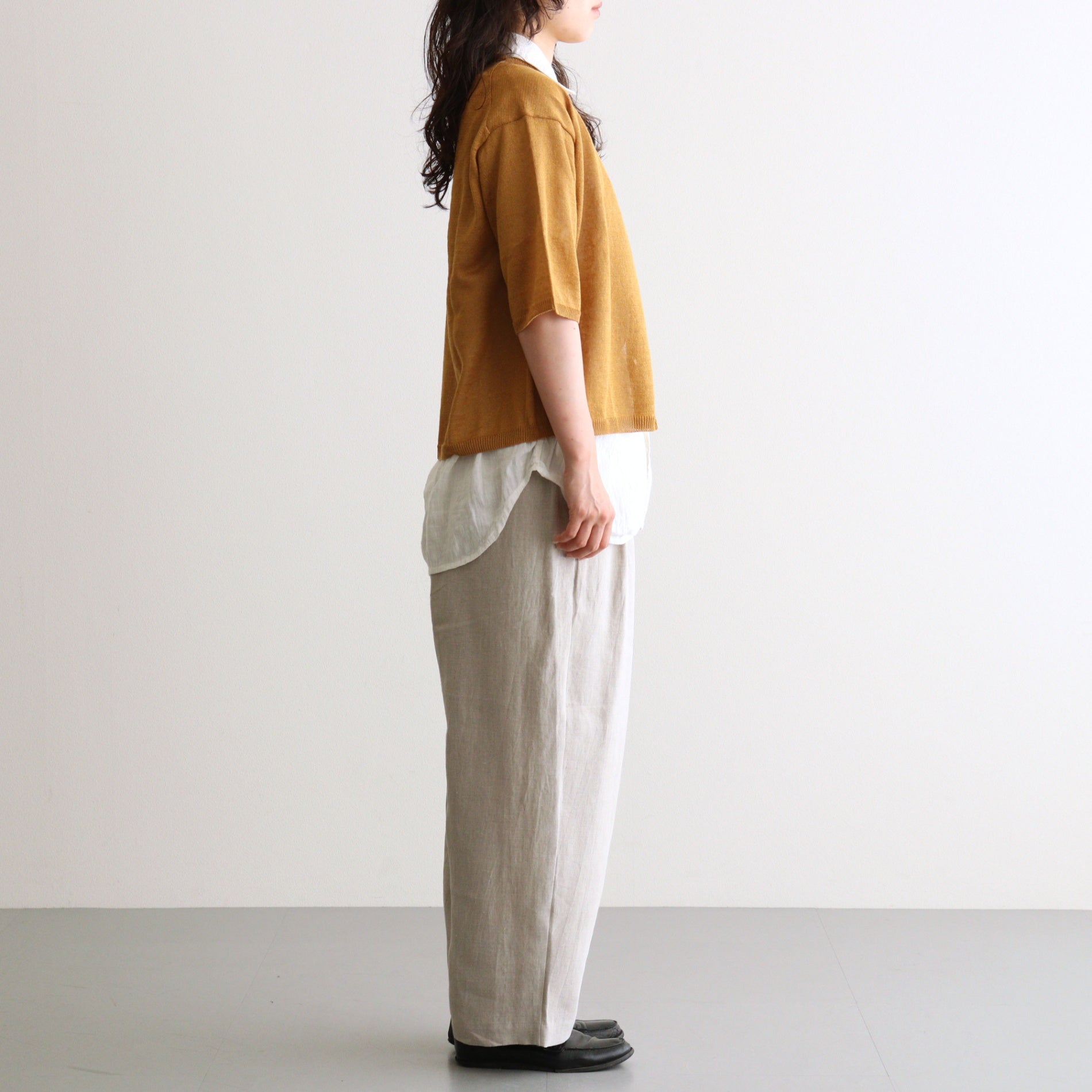 40s FRENCH LINEN DYED CANVAS 2TUCK TAPERED EASY PANTS #8200 LINEN [GNMDS2501FL]
