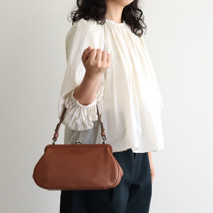 plain gama hand bag-round #antique brown
