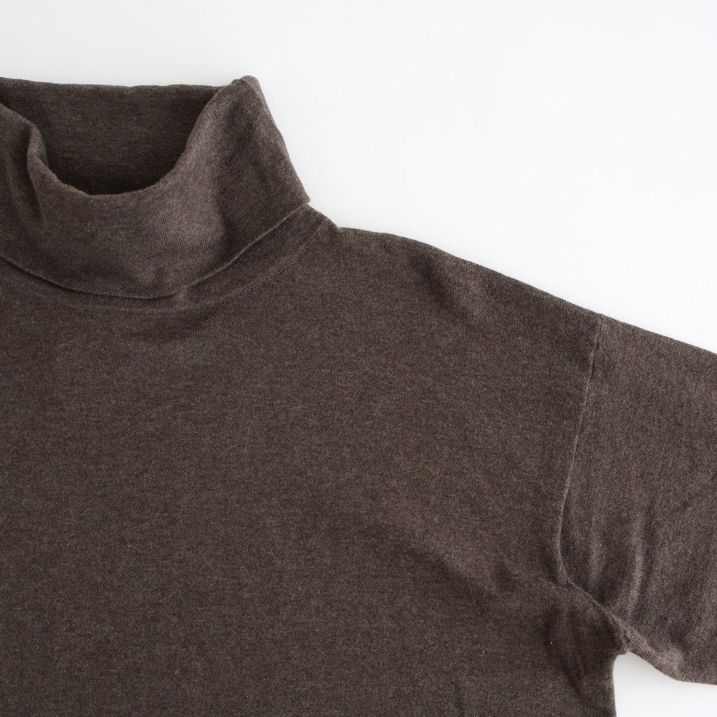 14GG 2PLY PLAIN STITCH COTTON/WOOL/CASHMERE TURTLE NECK PULLOVER #8600 BROWN [GNSL24541]