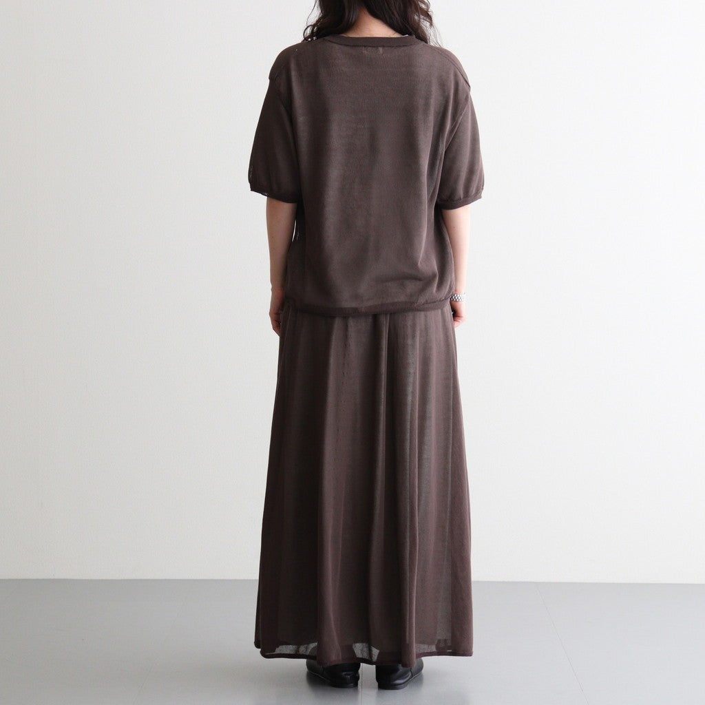 high-twisted cotton sheer knit layered skirt #charcoal brown × mist green [WXSP-UW139]