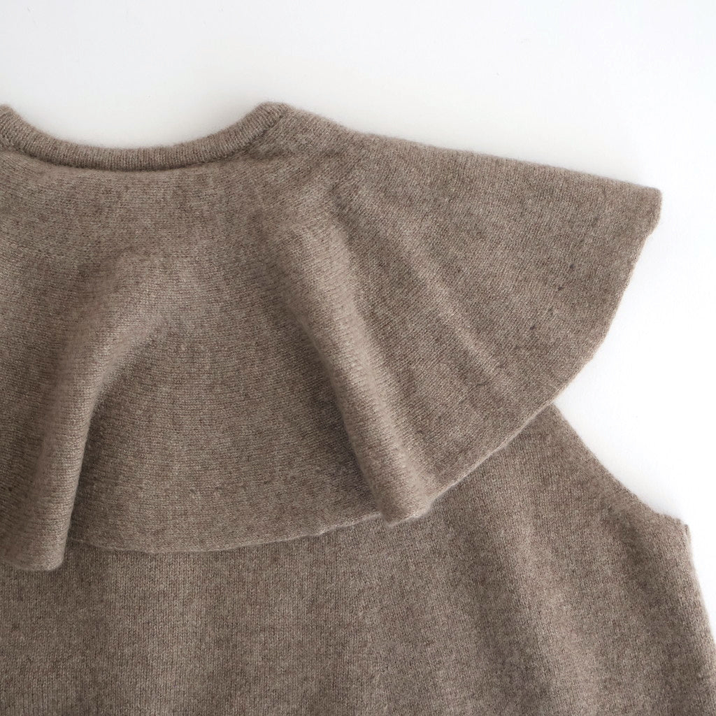 静寂：Knit cape vest #dark beige [13253-14106]