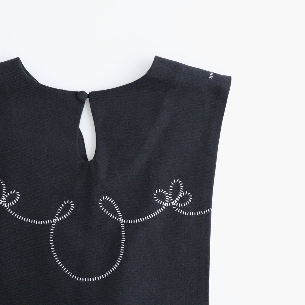 夢詠み Embroidered vest #Black [26F-JK145-CWF]
