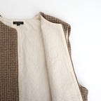 COTTON WOOL SHIRRING VEST #Check [no.7701]