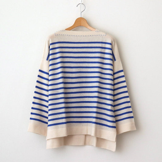 maison de montage / Basque Pullover #ivory / blue [mdm01-07]