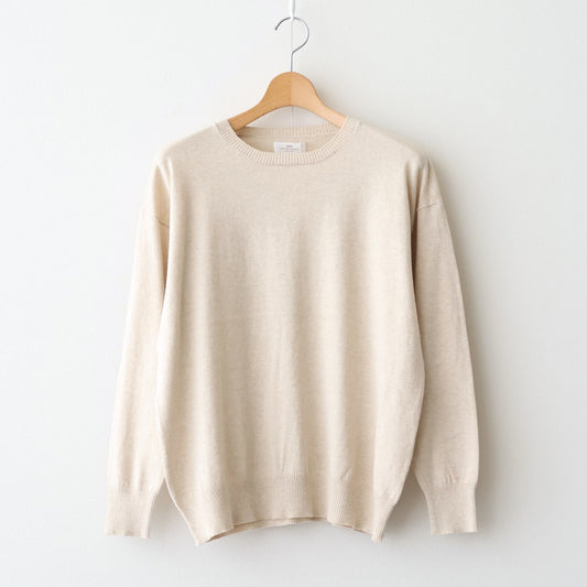 14GG 2PLY PLAIN STITCH COTTON/WOOL/CASHMER CREW-NECK PULLOVER #8100 NATURAL [GNSL24542]