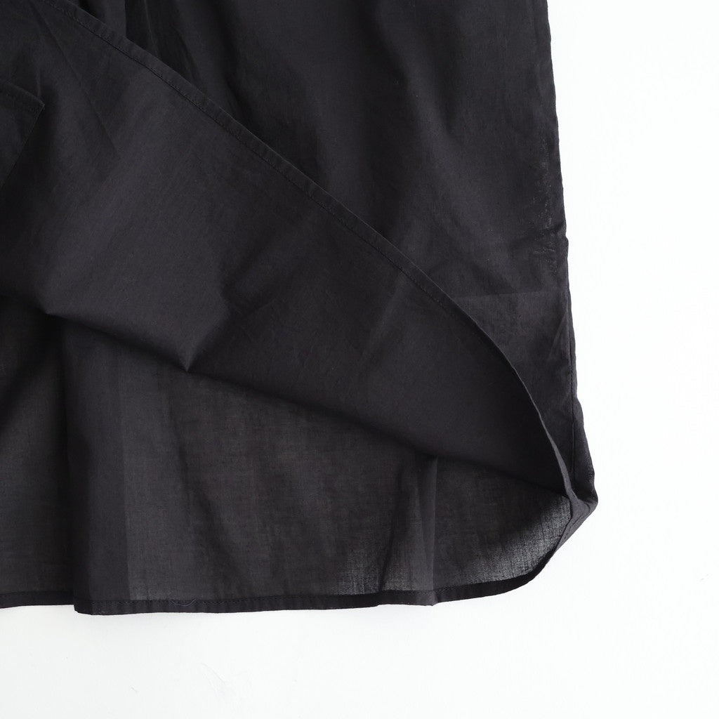 80s COTTON VOILE PLAIN BANDED COLLAR FRENCH/SL PINTUCK SHIRT #9900 BLACK [NSL26022]