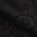 80s VOILE PLAIN WITH CUT WORK LACE EASY PANTS #9900 BLACK [INSL23224]