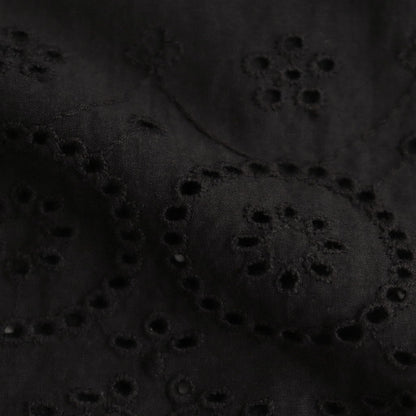 80s VOILE PLAIN WITH CUT WORK LACE EASY PANTS #9900 BLACK [INSL23224]