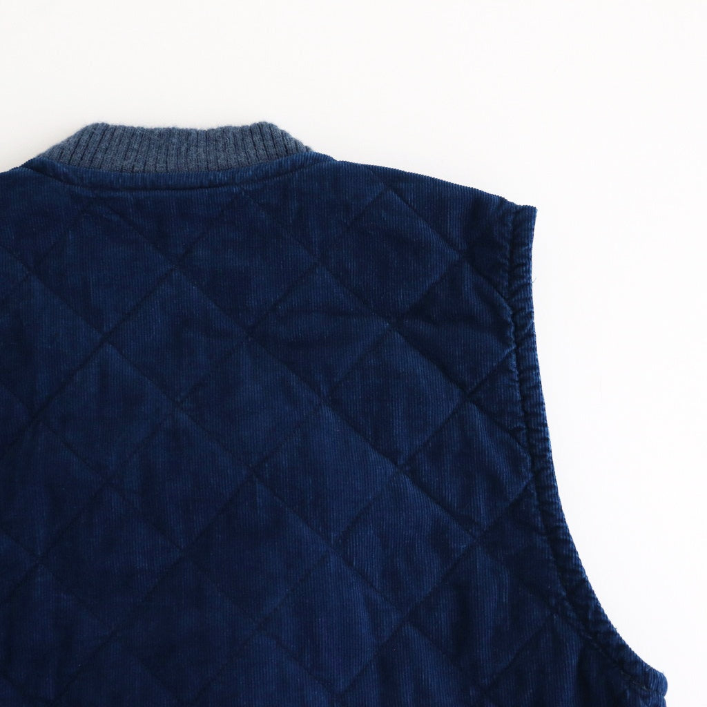 INDIGO LIGHT CORDUROY QUILTING VEST #Indigo [no.7036]