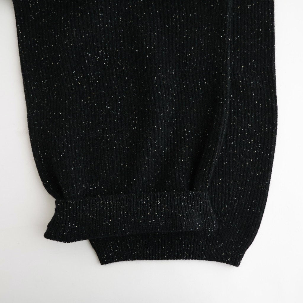 woolen cotton & silk nep wool tweed-knit pants #black tweed [WXFL-UW126]