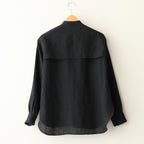 DENSELY LINEN CAPE SLEEVE SHIRT #Black [no.7308]