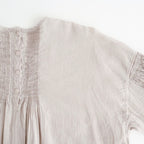 60s AUTOLOOM LINEN/COTTON PLAIN OVERDYE BACK OPENING CREW-NECK SHIRTS DRESS WITH MINI PINTUCK #940D D.GREY [INMDS26011D]