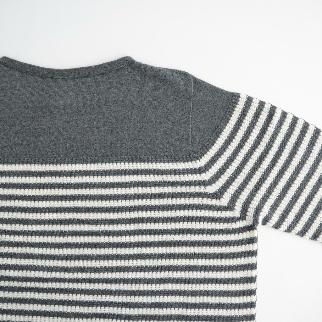 Stripe Long-sleeved Tee #Grey x Ecru [Oni068]