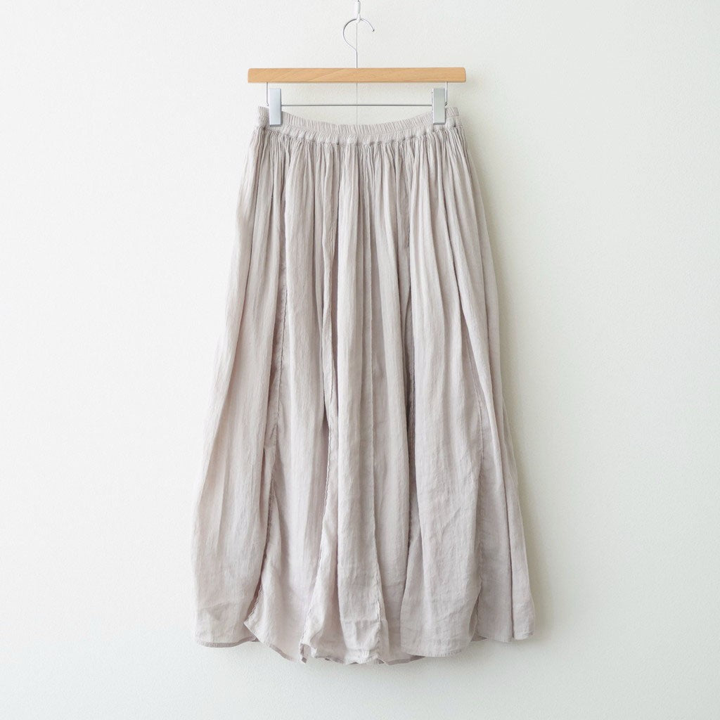 60s AUTOLOOM LINEN/COTTON PLAIN OVERDYE GATHERED SKIRT #940D D.GREY [INMDS26012D]