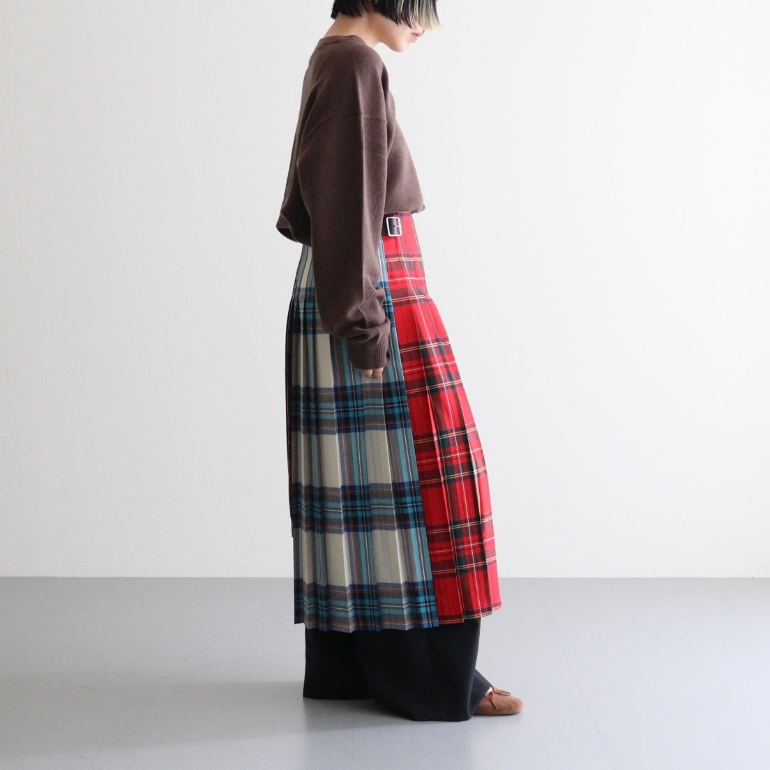 O'NEIL OF DUBLIN × UNFIL 】worsted wool asymmetry kilt skirt