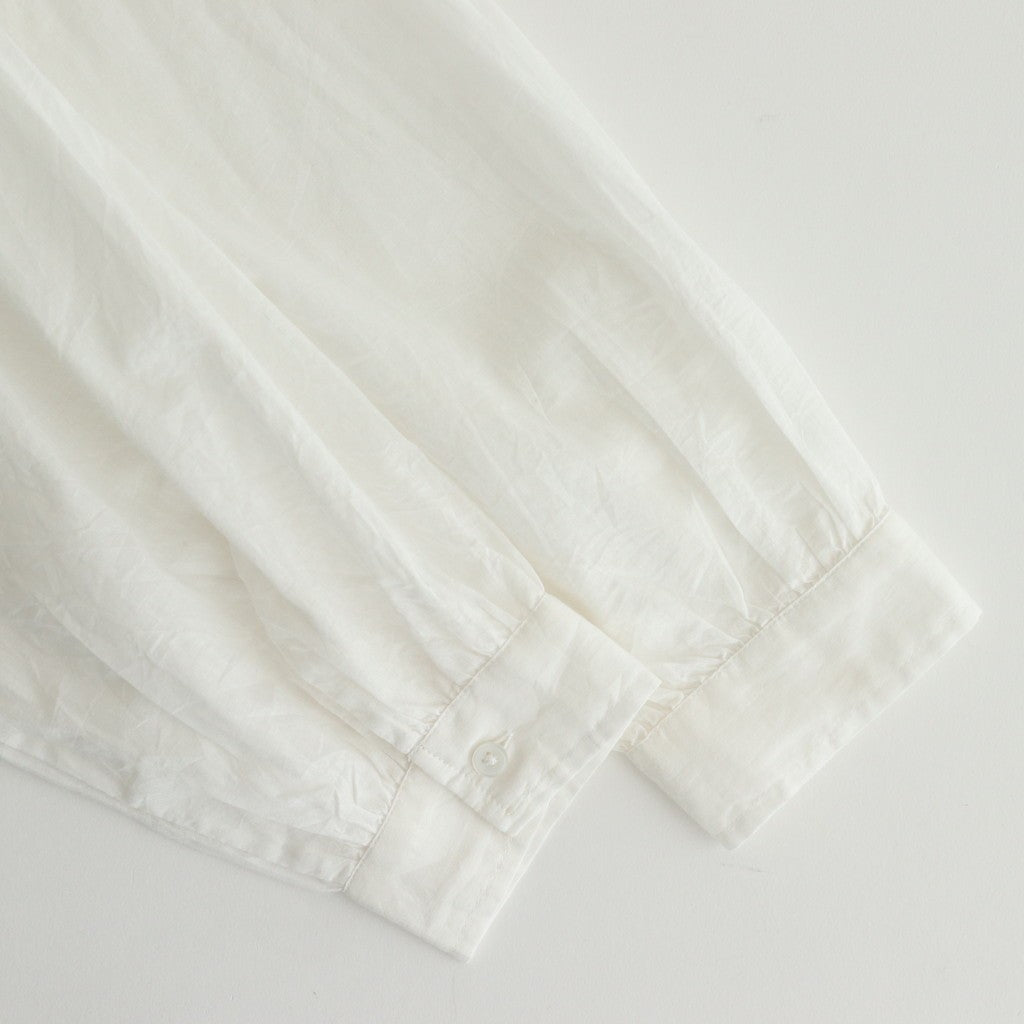 80s COTTON VOILE PLAIN BANDED COLLAR GATHER SHIRT #9100 OFF WHITE [NSL25041]