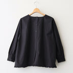 40s POPLIN PLAIN HEM FRILL BACK OPENING SMOCK #9900 BLACK [NSL25543]