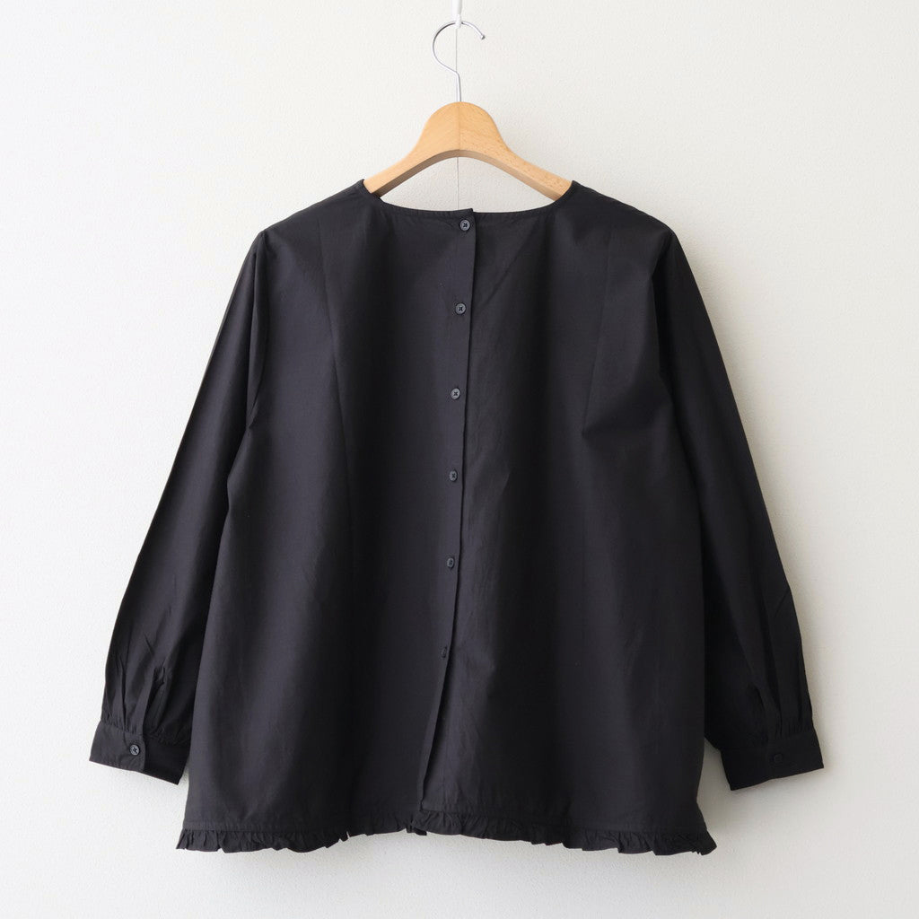40s POPLIN PLAIN HEM FRILL BACK OPENING SMOCK #9900 BLACK [NSL25543]