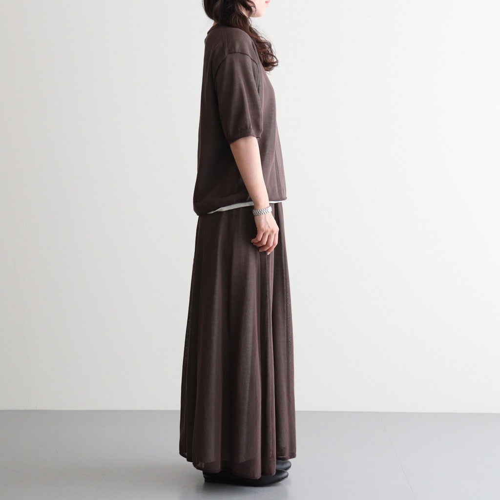 high-twisted cotton sheer knit layered P/O #charcoal brown × mist green [WXSP-UW137]