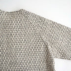 80s VOILE LITTLE TREE BLOCK PRINT QUILTED RAGLAN/SL STRING JACKET #9199 MILKY.GREY/BLACK PRINT [INMDS26721]