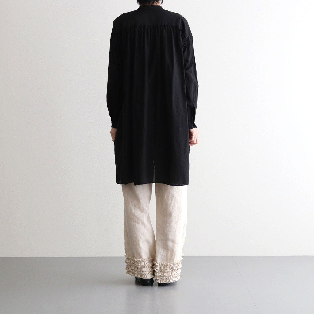 G.D COTTON SILK STAND COLLAR LONG SHIRT #Black [no.7366]