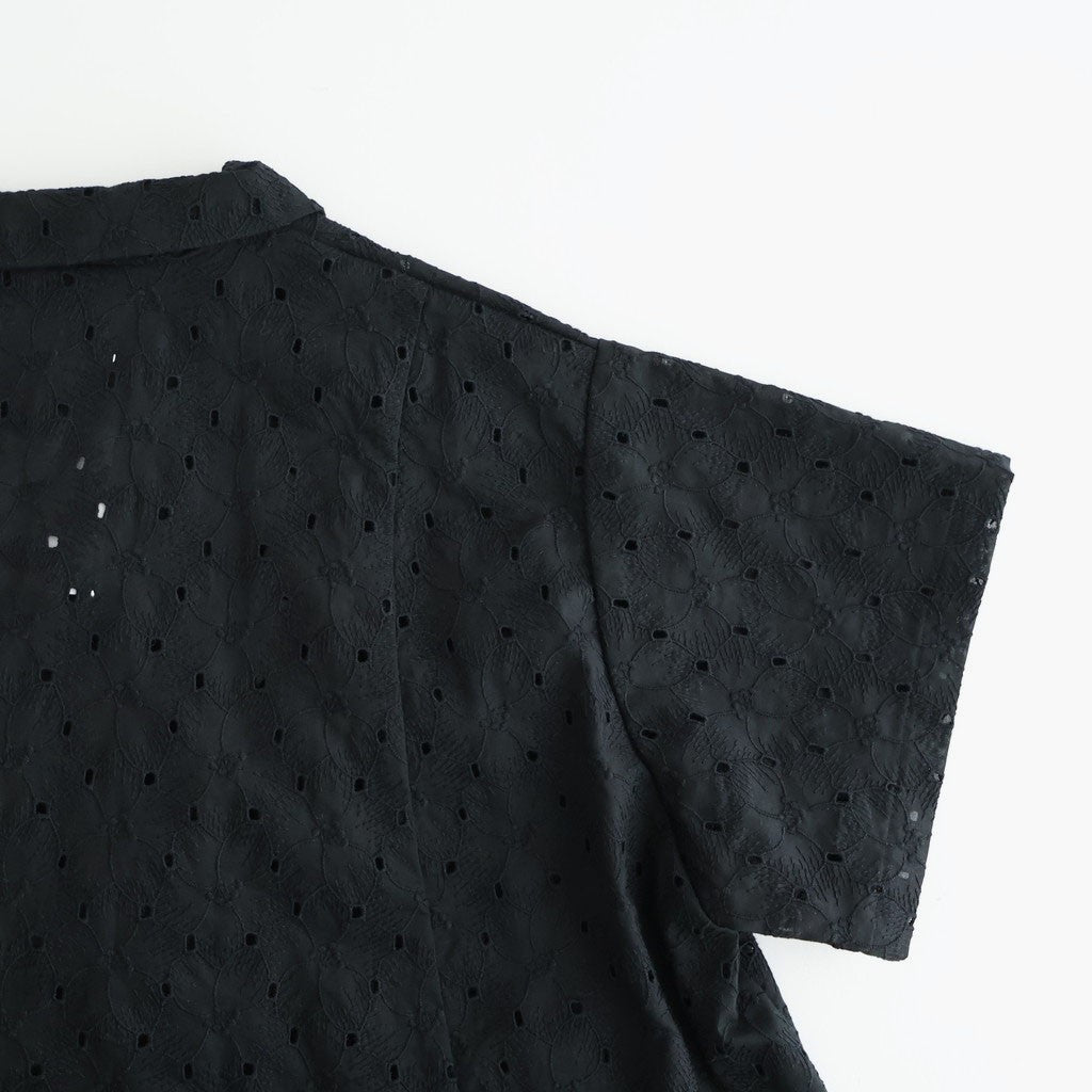 ⼼の花苑 Open-collar cropped overshirt #black [TLF-226-SH007-ec]