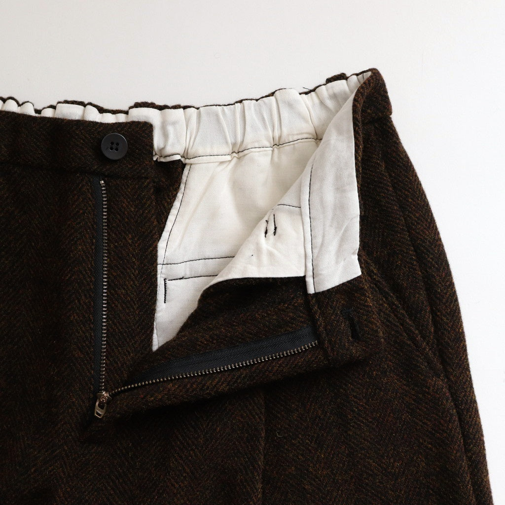Bishu original wool herringbone tuck pants #brown herringbone [TS243PT099]