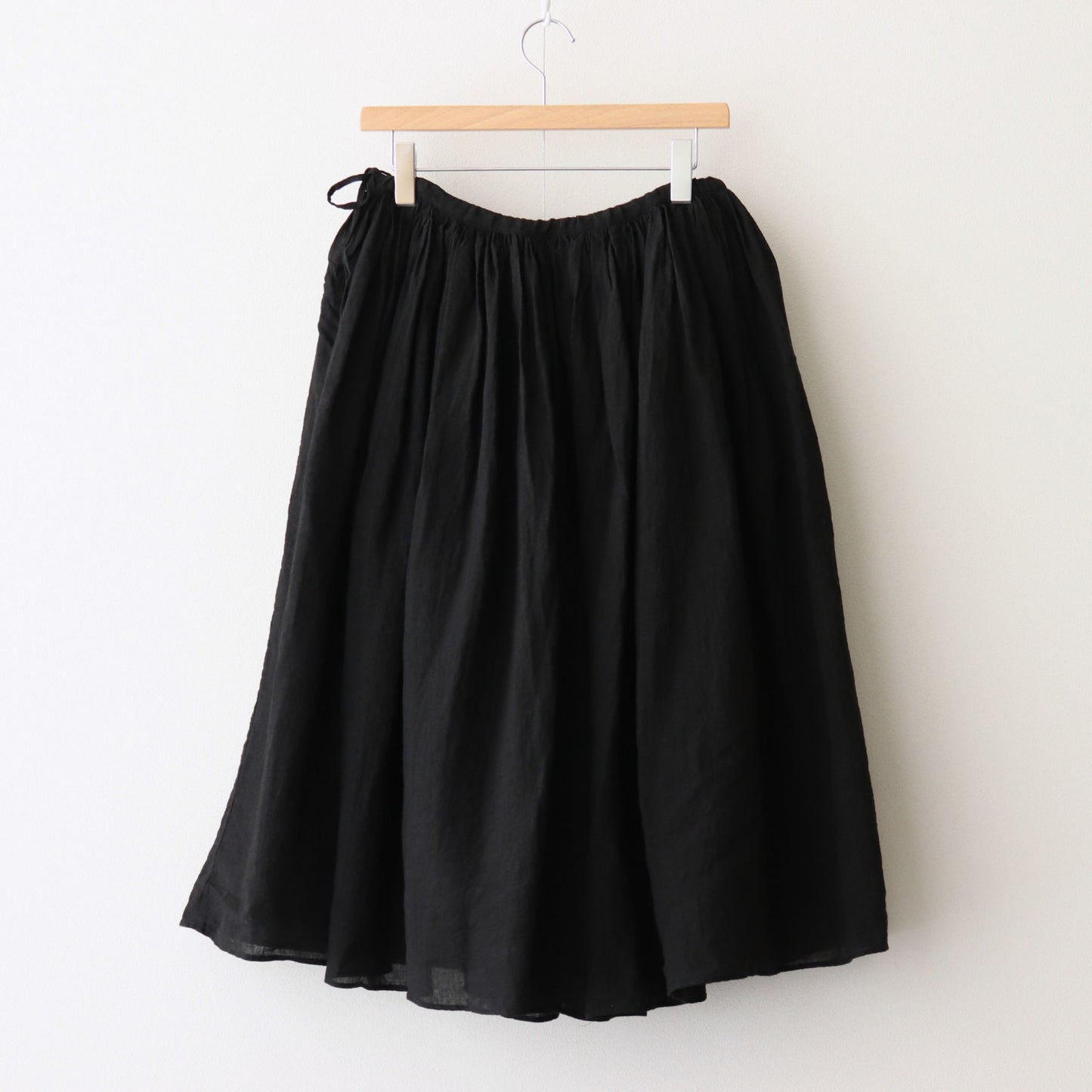LINEN HEMP GATHER SKIRT #Black [no.7424]