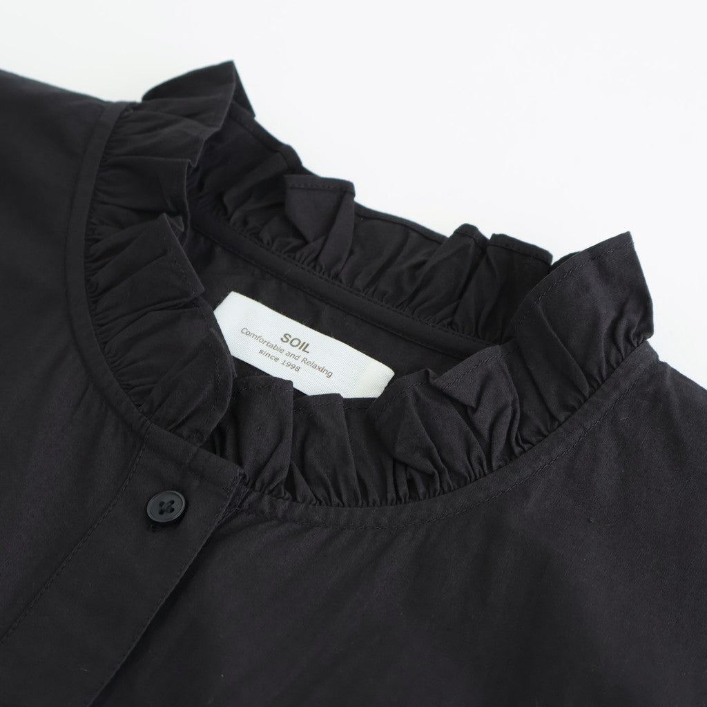 40s POPLIN PLAIN FRILL COLLAR SHIRT #9900 BLACK [NSL25542]