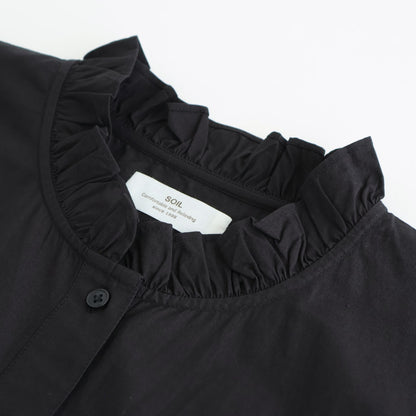 40s POPLIN PLAIN FRILL COLLAR SHIRT #9900 BLACK [NSL25542]
