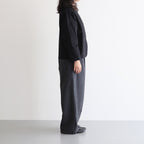 WORSTED SERGE 2TUCK WIDE EASY PANTS #9800 CHARCOAL [GNMDS2502WS]