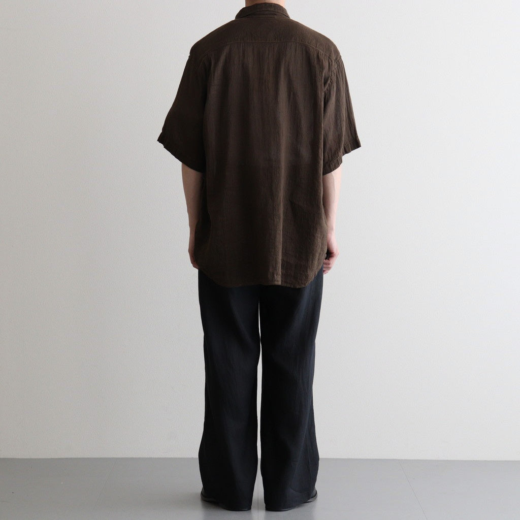 AUTO LOOM LINEN/COTTON PLAIN OVERDYE OPEN COLLAR S/SL SHIRTS #8960 C.BROWN [IMDSH2612LCD]