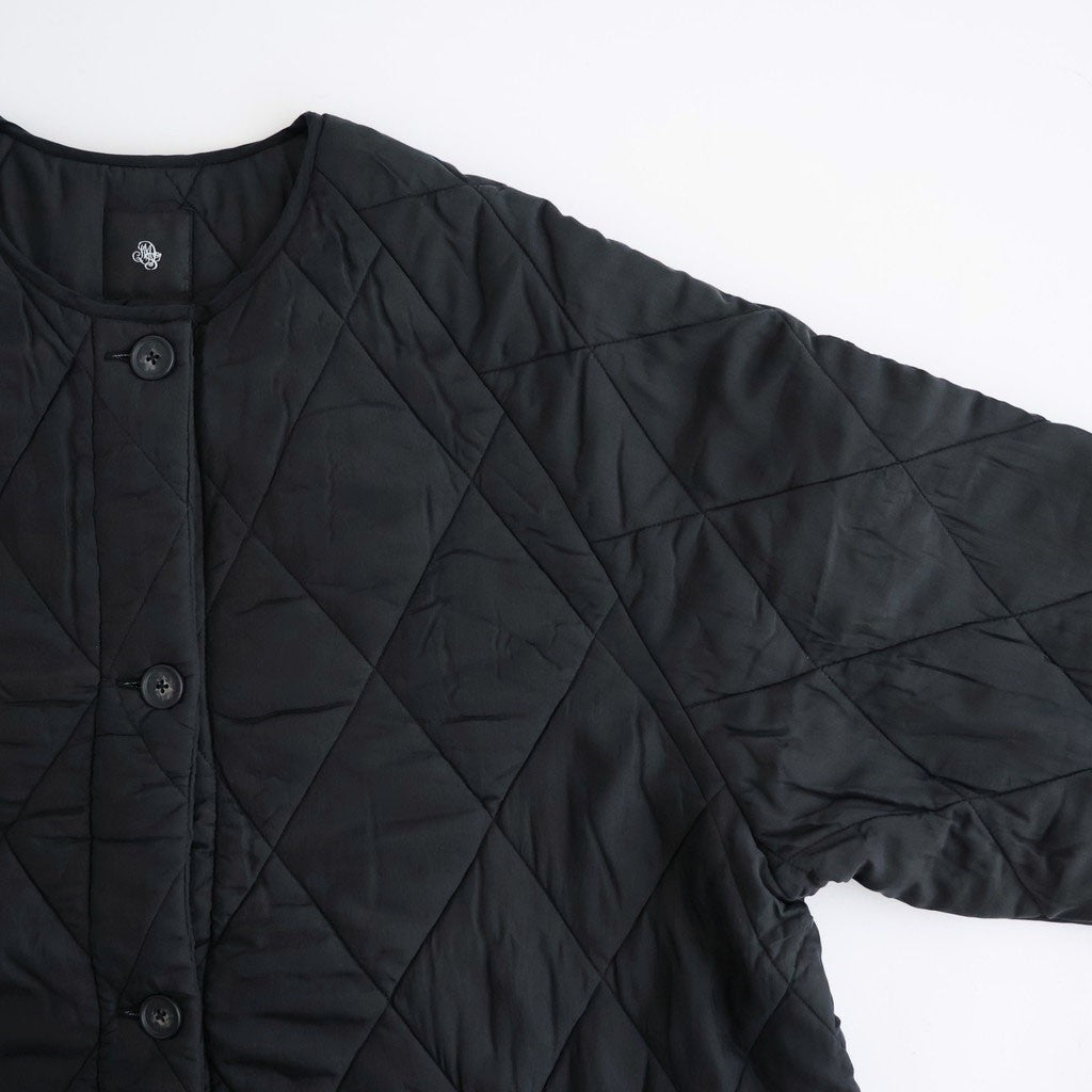 BANGALORE SILK PLAIN PADDED C-NECK SHORT COAT #9900 BLACK [NMDS26551]