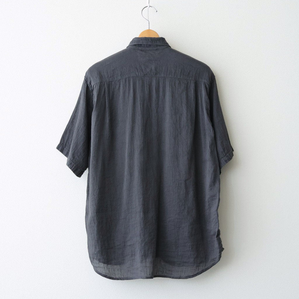 AUTO LOOM LINEN/COTTON PLAIN OVERDYE OPEN COLLAR S/SL SHIRTS #991D C.BLACK [IMDSH2612LCD]