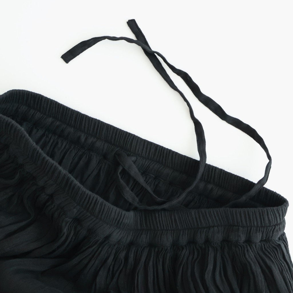 60s AUTOLOOM LINEN/COTTON PLAIN OVERDYE GATHERED SKIRT #9900 BLACK [INMDS26012D]