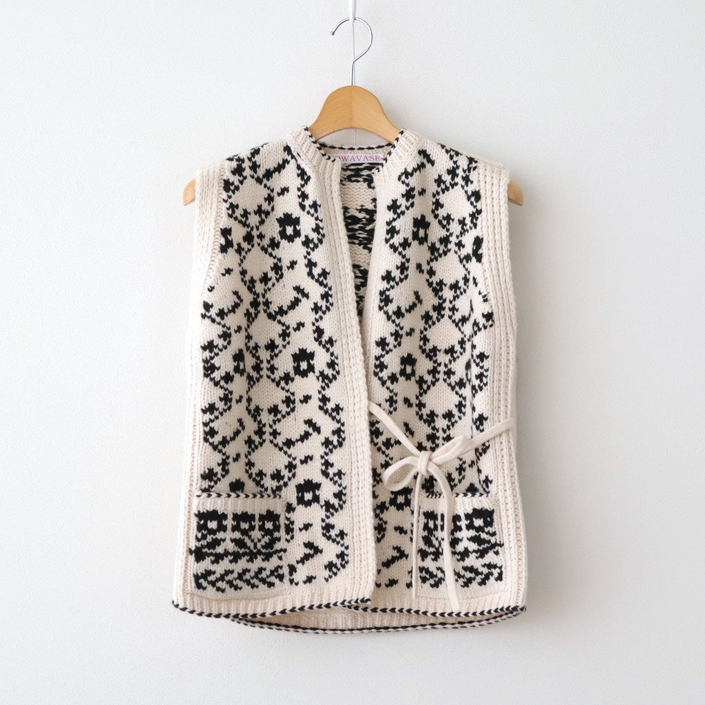 Panier de fleurs no sleeve cardigan #black [mdm02-11]