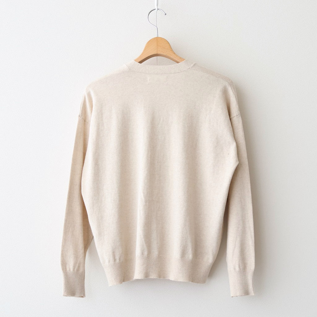 14GG 2PLY PLAIN STITCH COTTON/WOOL/CASHMERE V-NECK CARDIGAN #8100 NATURAL [GNSL25531]
