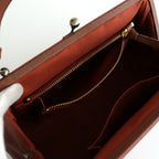 plain gama hand bag-round #antique brown