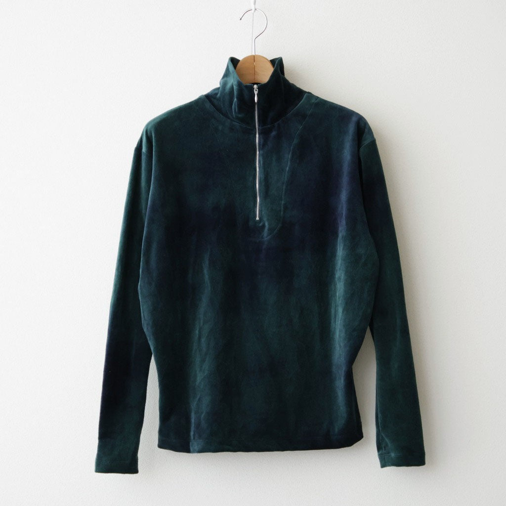tie-dyed cotton velour high-neck P/O #navy × pine green [WXFL-UW116]