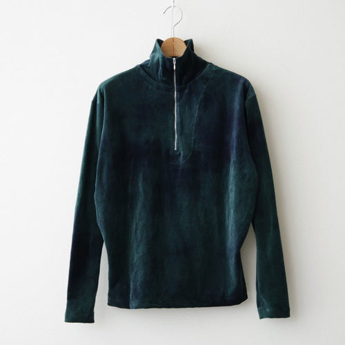 tie-dyed cotton velour high-neck P/O #navy × pine green [WXFL-UW116]