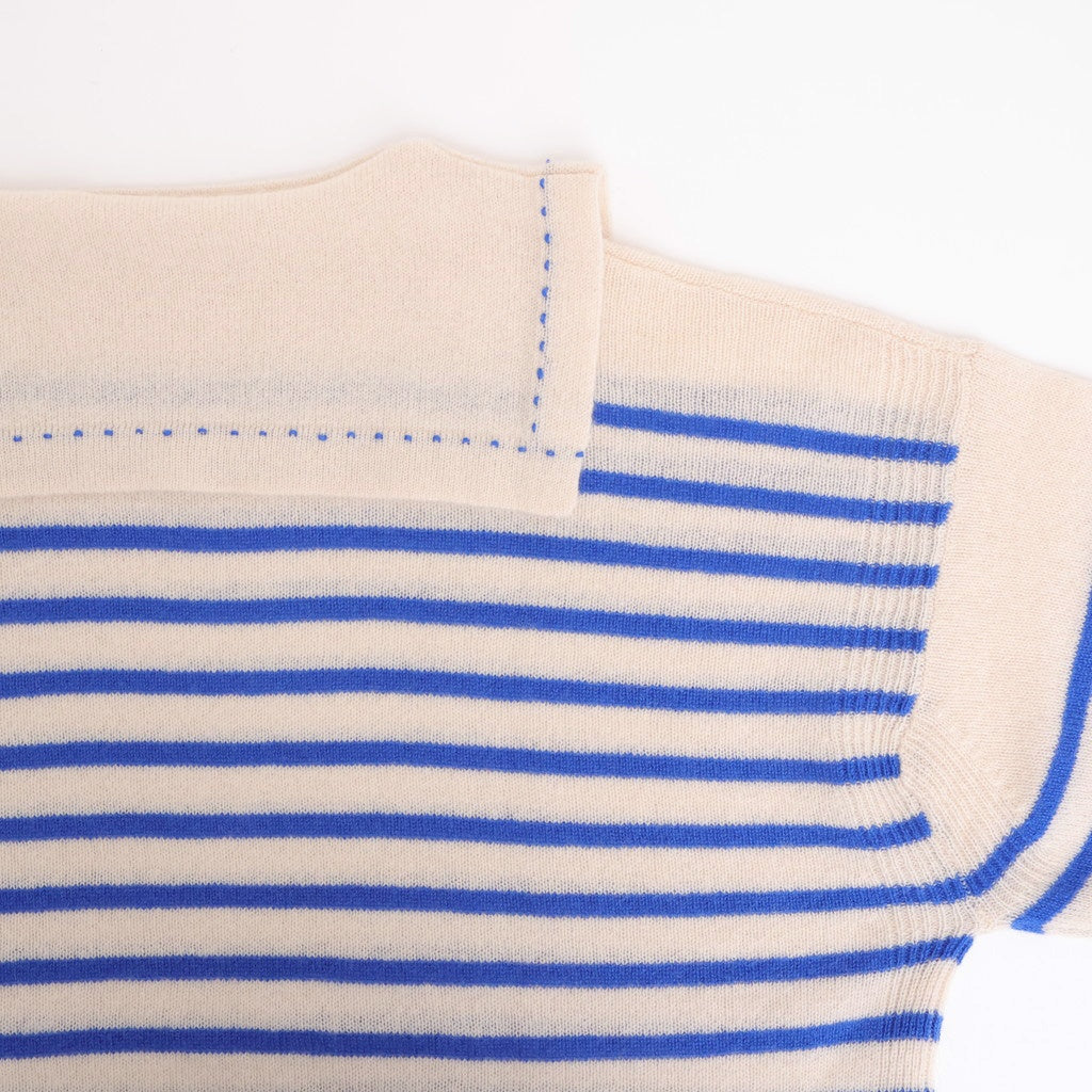 Basque pullover (sailor neck) #ivory×blue [mdm02-05] - DOKODO 三重