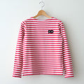 裏起毛 BORDER SPY EYE BOAT NECK PULLOVER #Pink [no.7743]